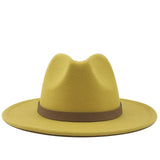Wide Brim Autumn Trilby Caps Female Male Fashion Top Hat Jazz Cap Winter Panama Hat Vintage Fedoras Men Mafia Hat Felt 56-60CM