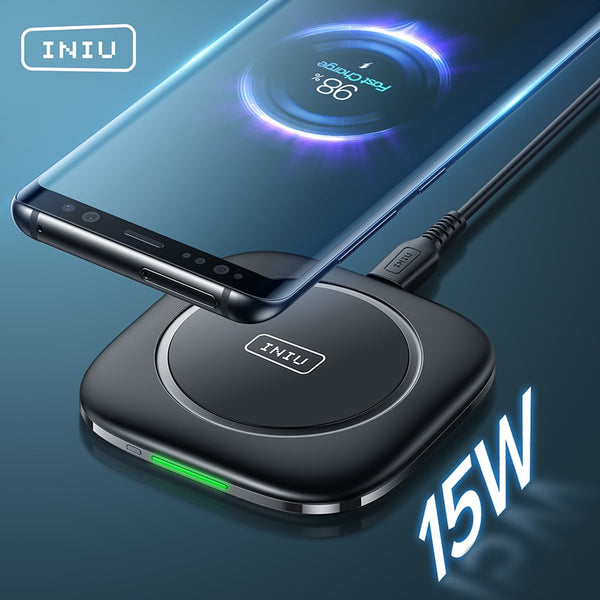 INIU 15W Qi Wireless Charger LED Fast Charging Pad For iPhone 12 11 Pro Max Xs Xr X 8 Plus Samsung S21 S20 S10 Note 20 10 Xiaomi